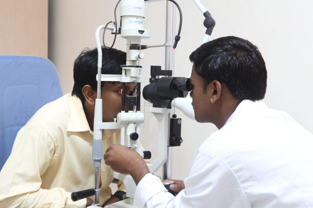 Medical students observing a procedure